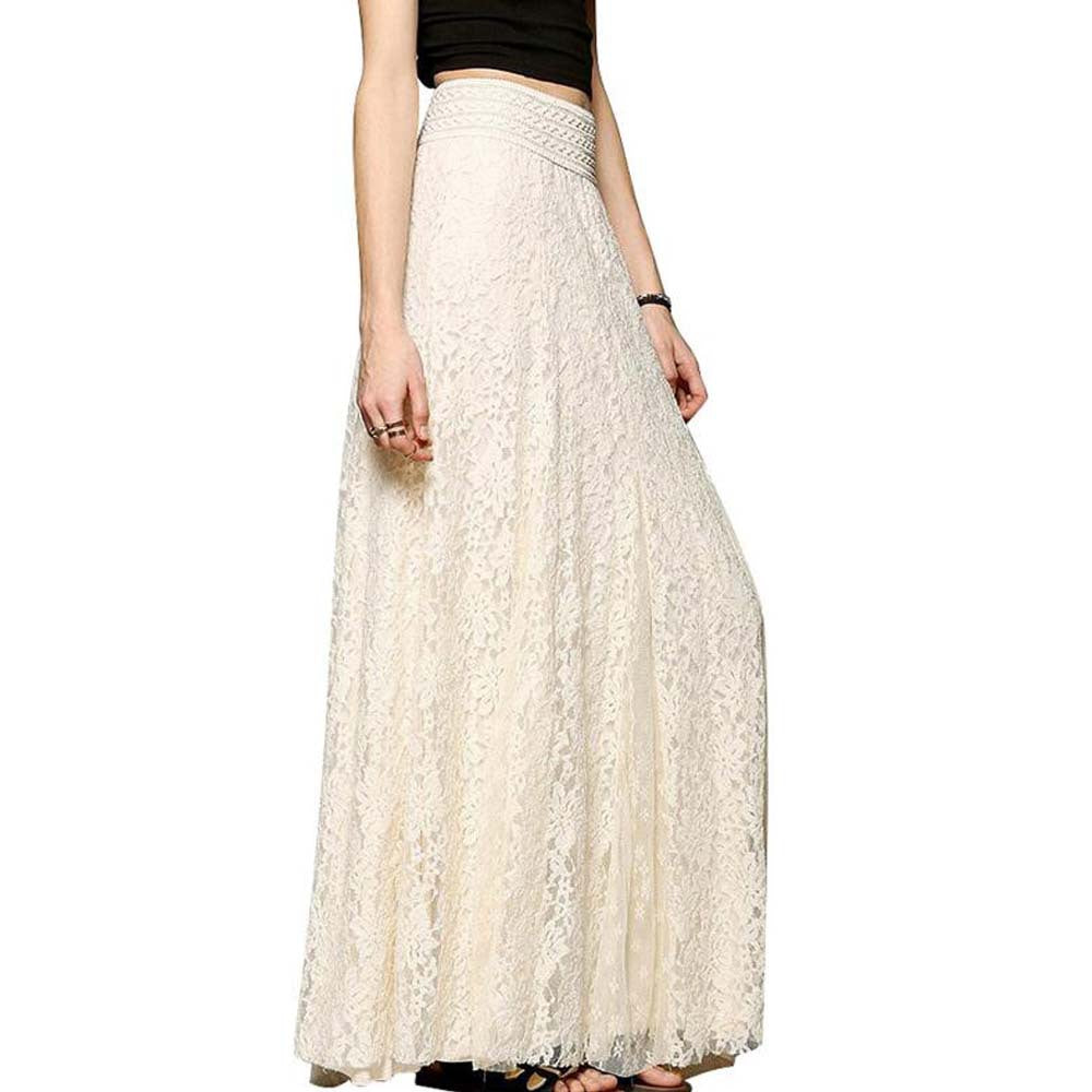 High Waist Lace Mid-length Big Hem Skirts