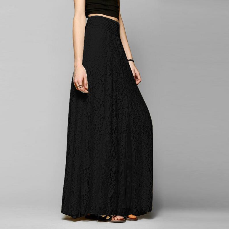 High Waist Lace Mid-length Big Hem Skirts