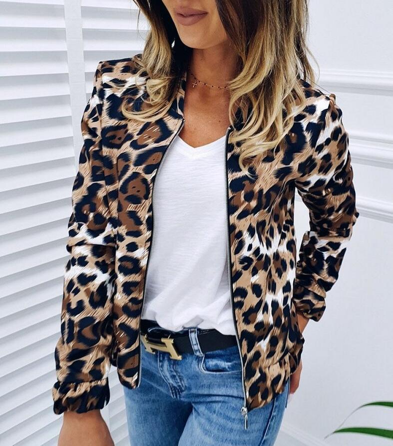 Women's Uniforms Fashion Leopard Print Loose Lapel Jackets