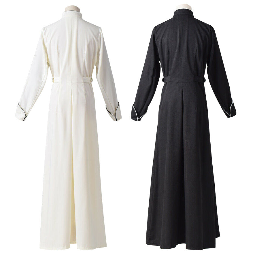 Robe médiévale pour femme adulte, costume de clerc noir et beige