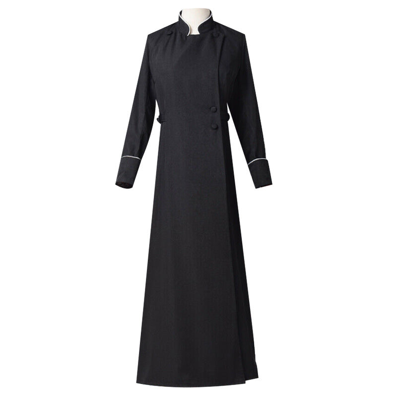 Robe médiévale pour femme adulte, costume de clerc noir et beige