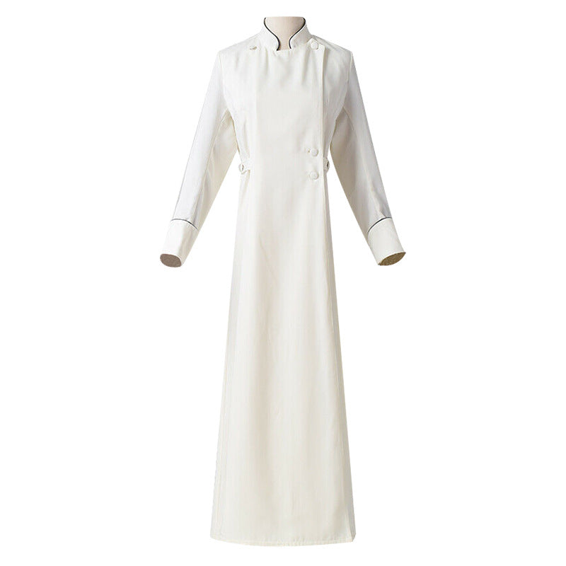 Robe médiévale pour femme adulte, costume de clerc noir et beige