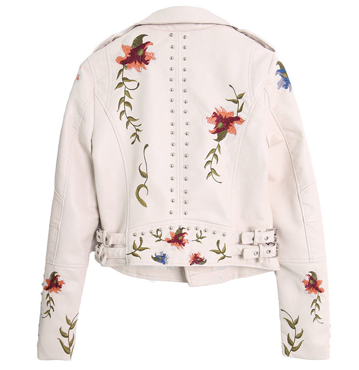 Women's Spring Young Graceful Embroidery Rivet Heavy Jackets