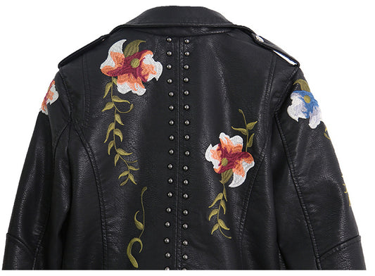 Women's Spring Young Graceful Embroidery Rivet Heavy Jackets