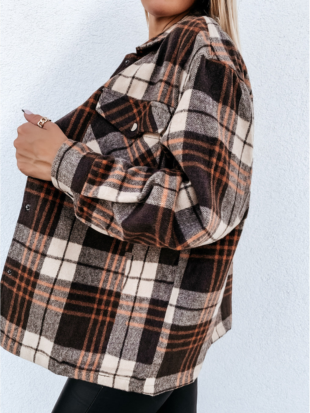 Loose Casual Retro Plaid Long Sleeve Jackets