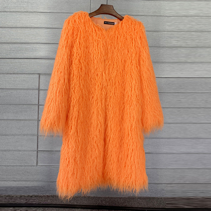 Fur Imitation Tan Wool Lamb Extended Coats