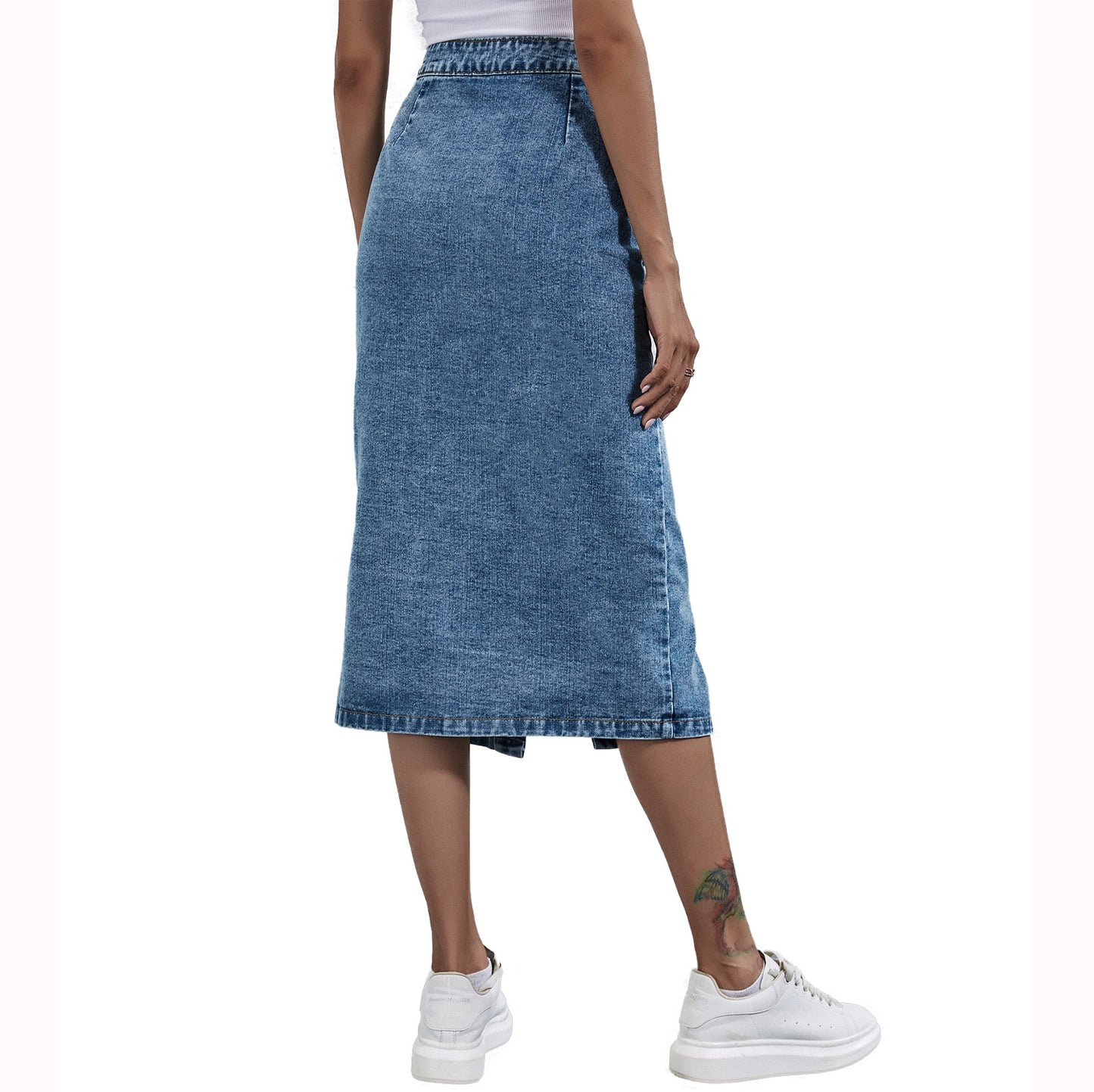 Women's Fashion High Waist Single Breasted Denim Skirts