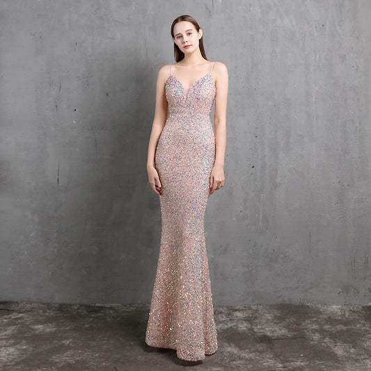 Artistic Colorful Sequin Party Dress Sexy Wedding Dresses