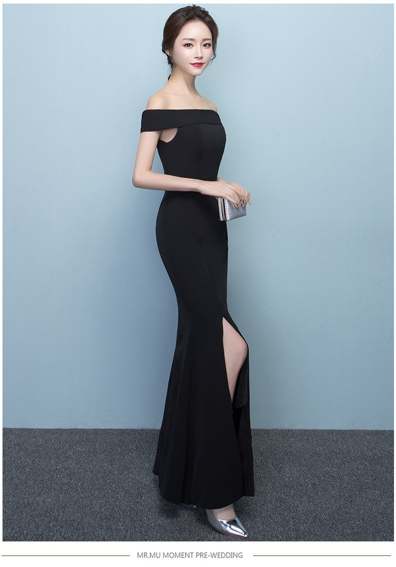 Women's Dress Banquet Elegant Long Sexy Black Wedding Dresses