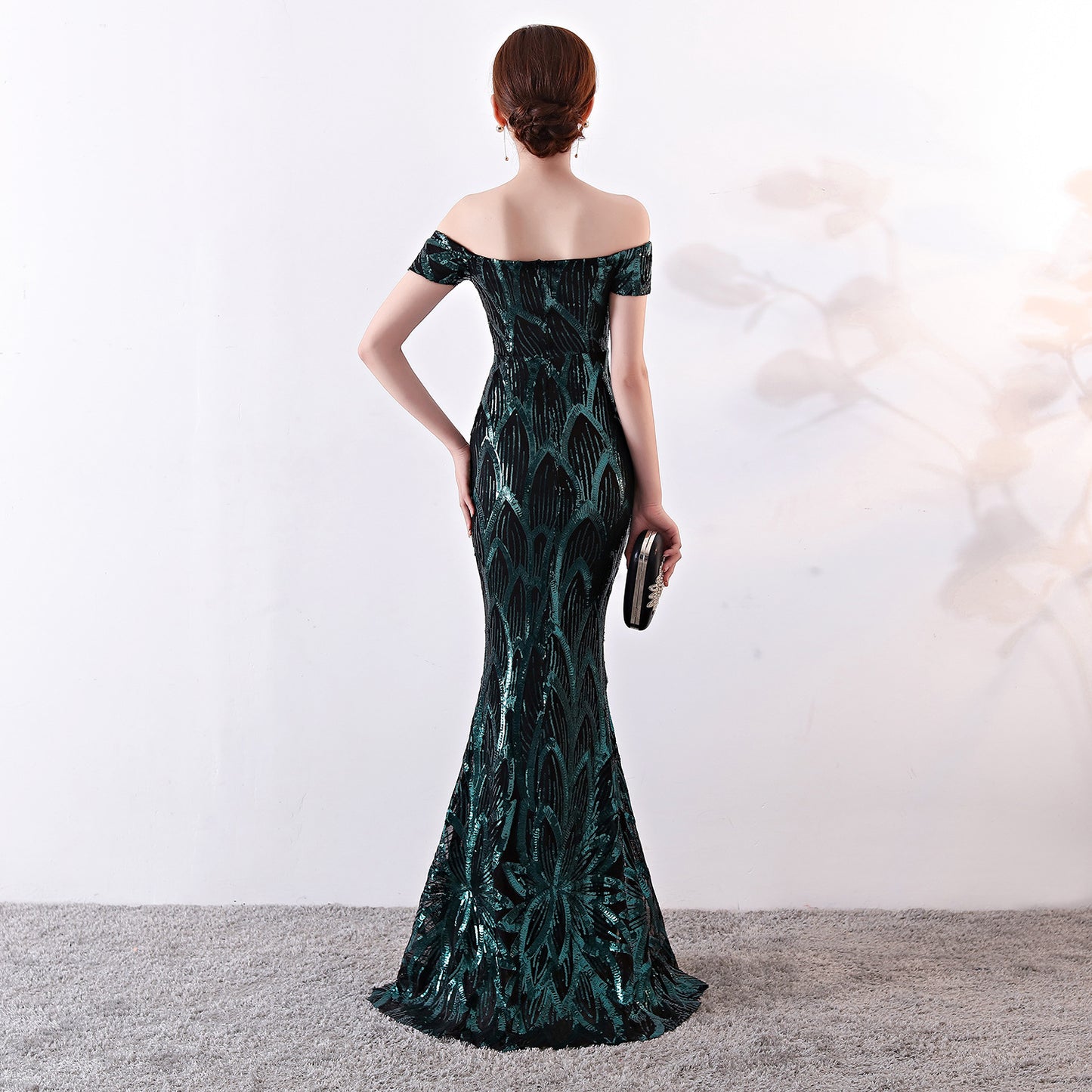 Gown Long Fish Tail Sequined Dress Slim Wedding Dresses