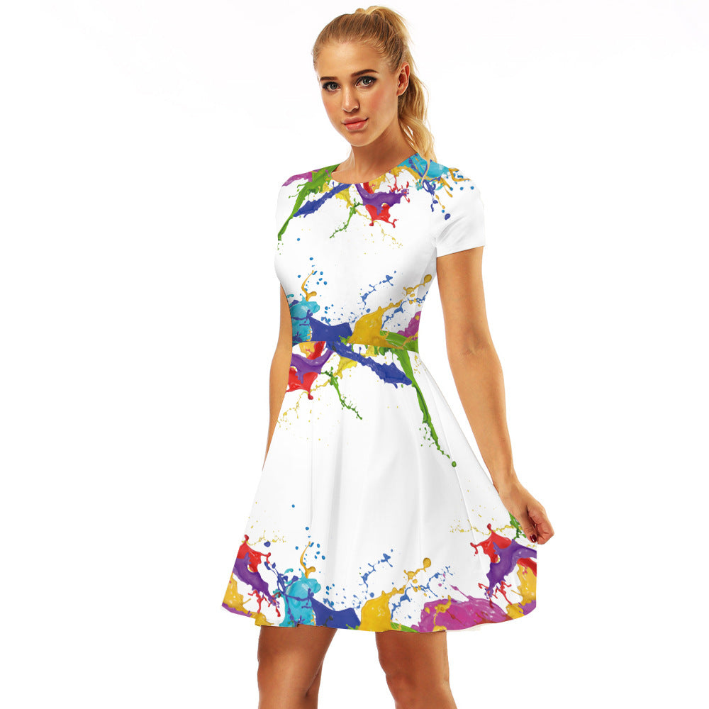 Women's Digital Printing Dress Design Sense Waist Skirts