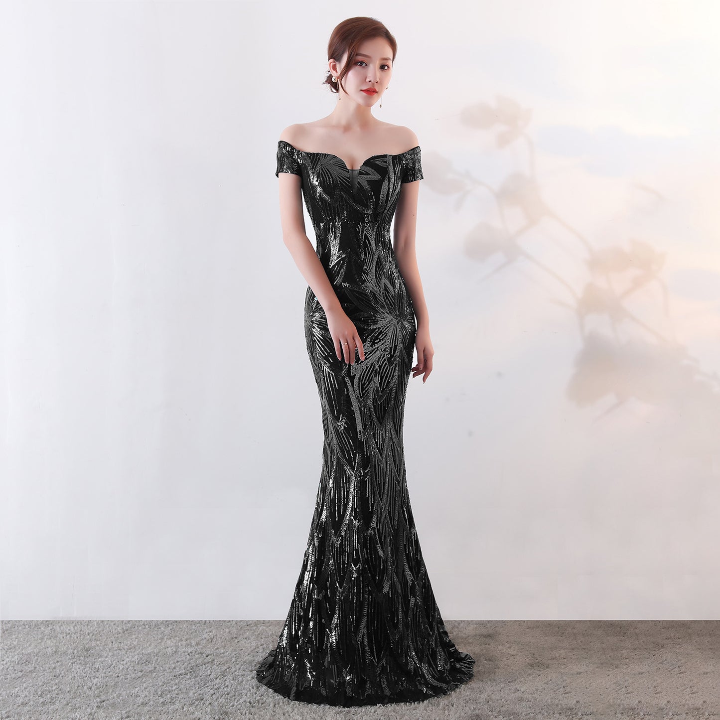 Gown Long Fish Tail Sequined Dress Slim Wedding Dresses