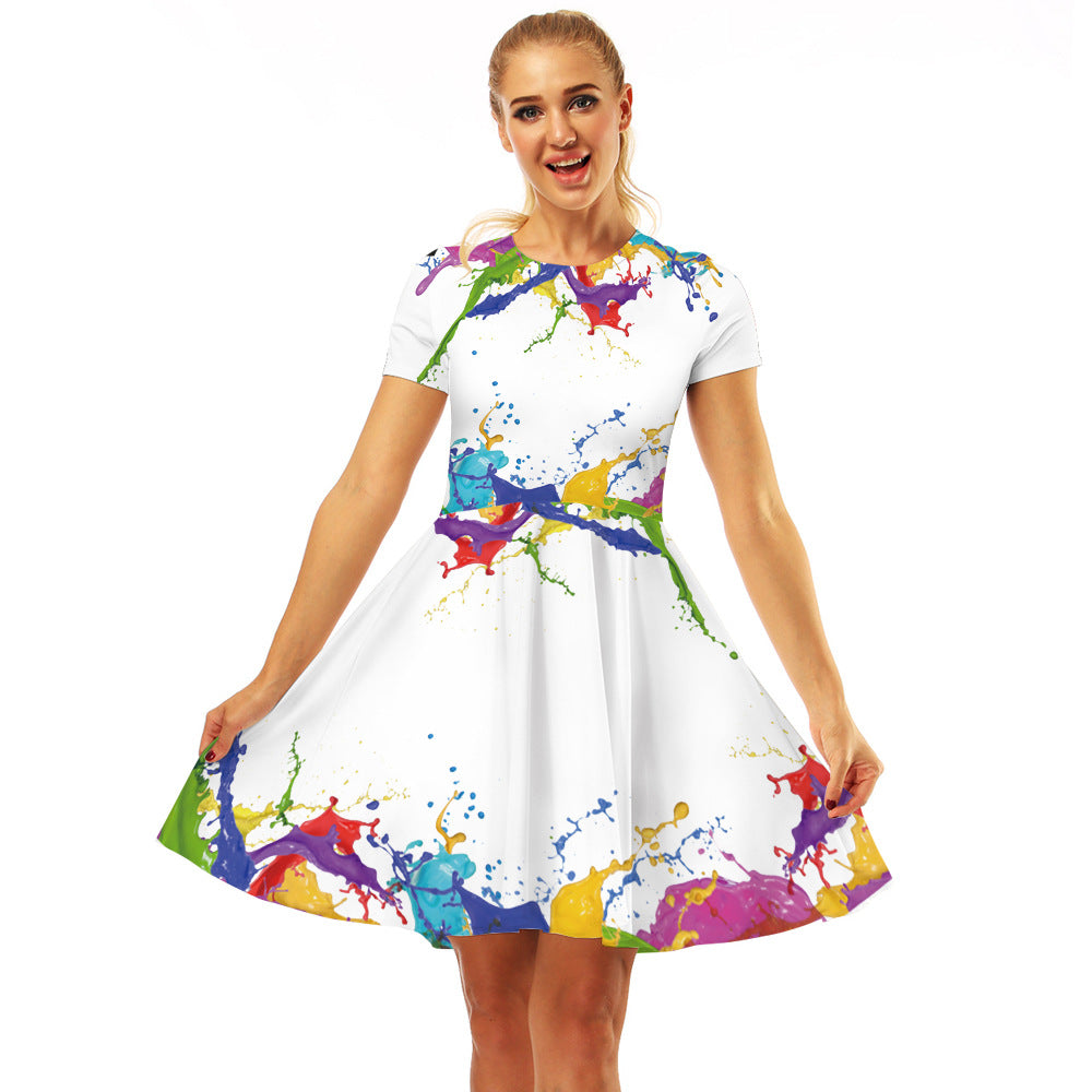 Women's Digital Printing Dress Design Sense Waist Skirts