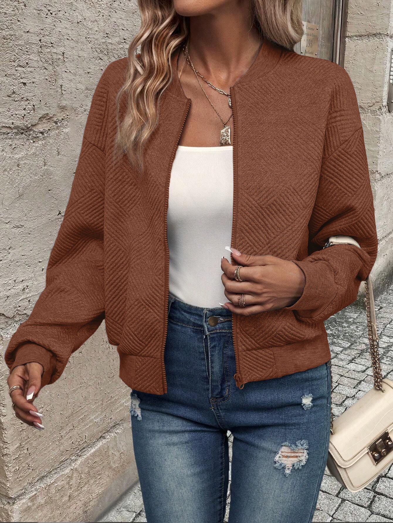 Women's Fashion Solid Color Zipper For Jackets