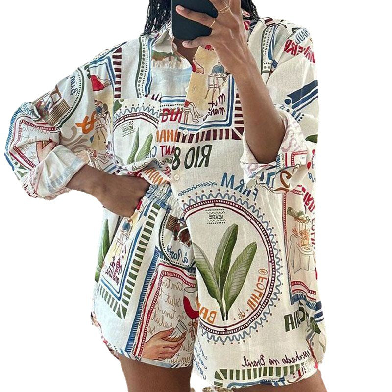 Fashion Printed Two-piece Comfort Casual Shirt Suits