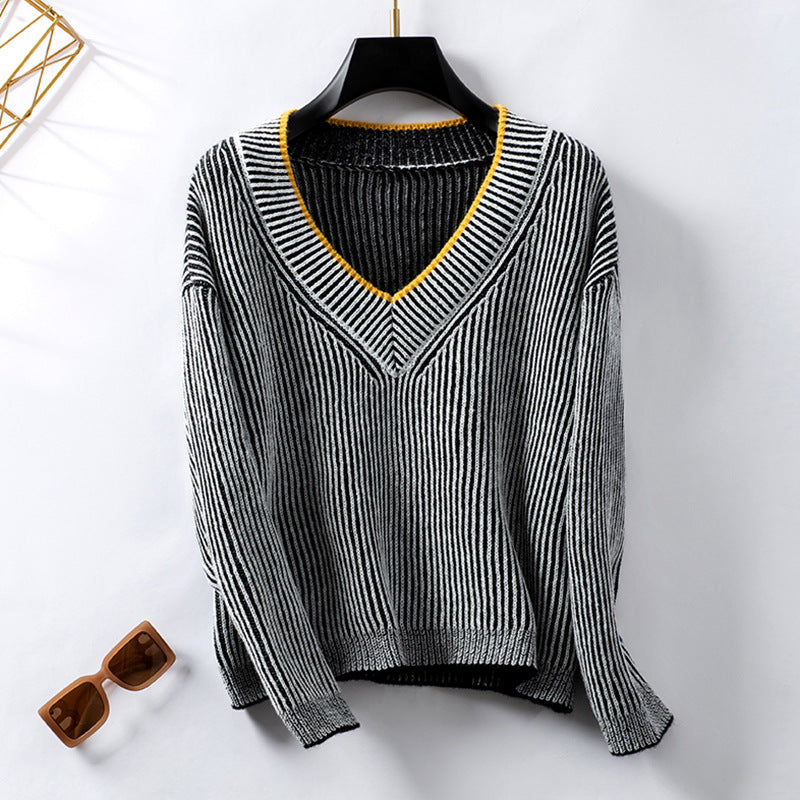 Women's Attractive Striped Leisure Pullover Loose Sweaters