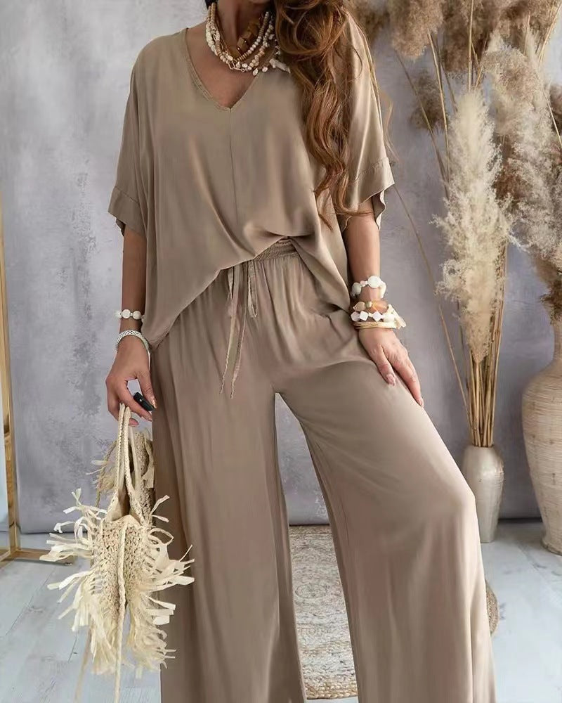 Women's Collar Batwing Sleeve Casual Loose Suits