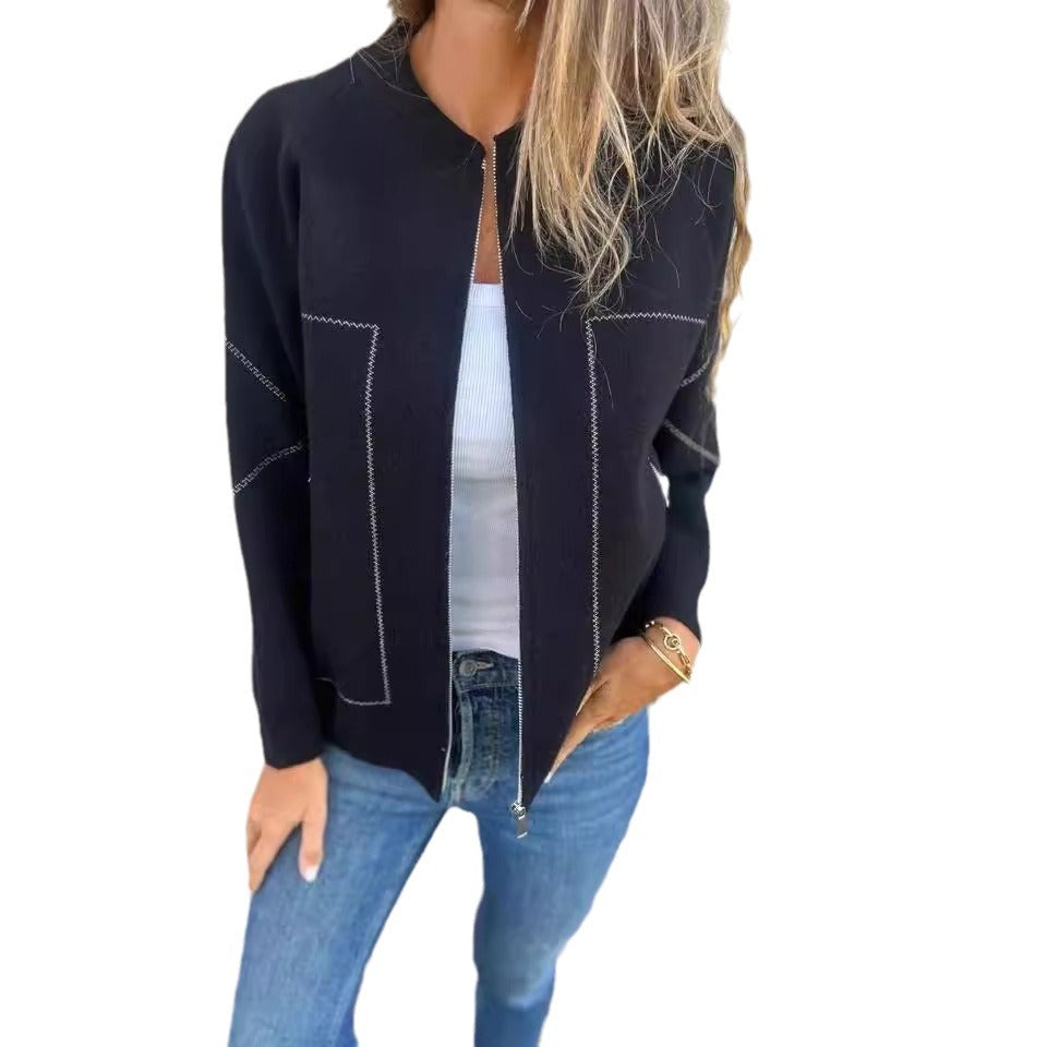 Comfortable Innovative New Zipper Solid Color Jackets