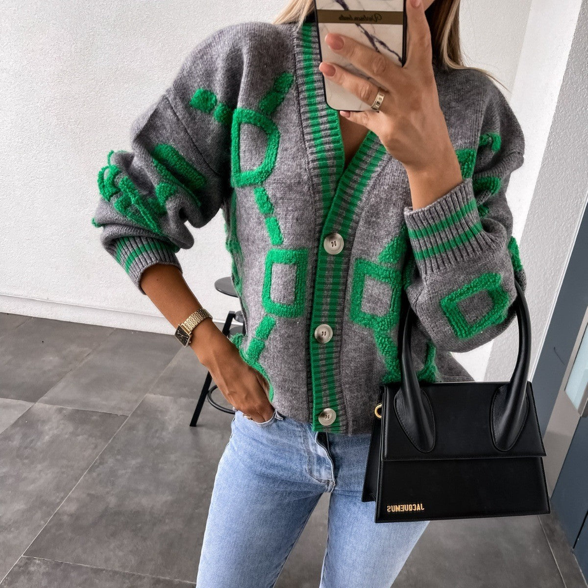 Women's Unique Single Breasted Knitted Loose Knitwear