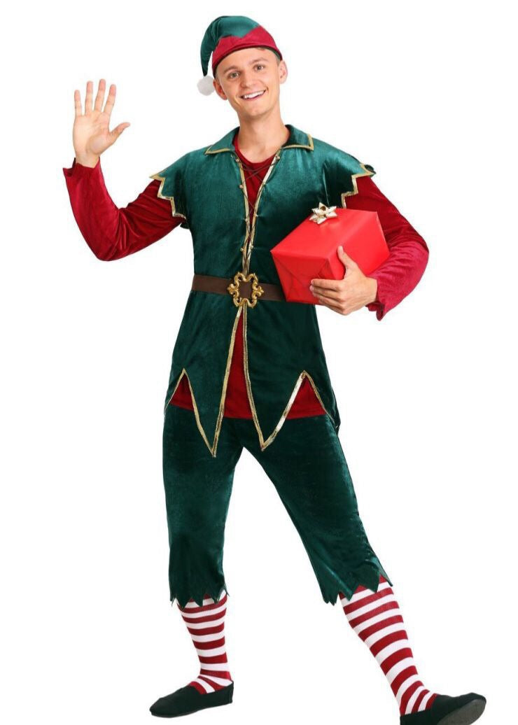 Split Green Christmas Couple Clown Stage Costumes