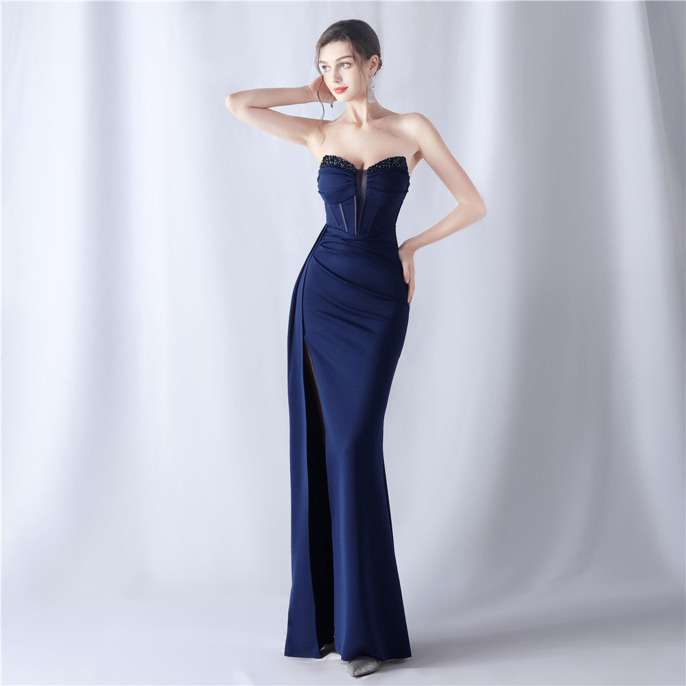 Shaping Fishbone Waist Binding Beads Dress Evening Dresses