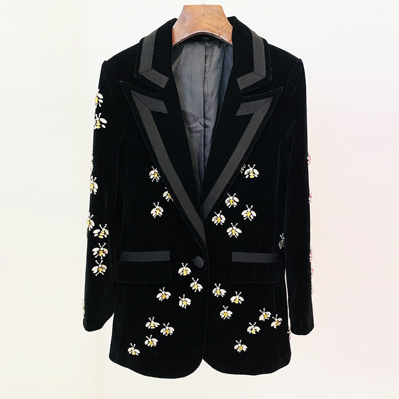 Glamorous Fashion Bee Diamond Beaded Veet Blazers