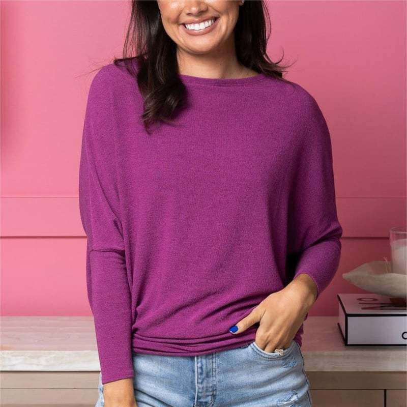 Women's Casual Solid Color Batwing Sleeve High Knitwear