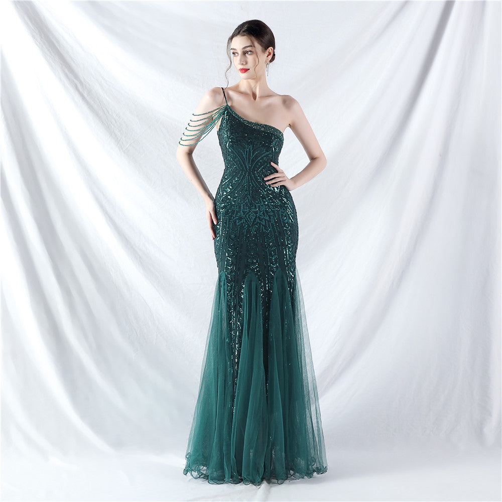 Dress Craft Bead Positioning Flower Sequin Evening Dresses