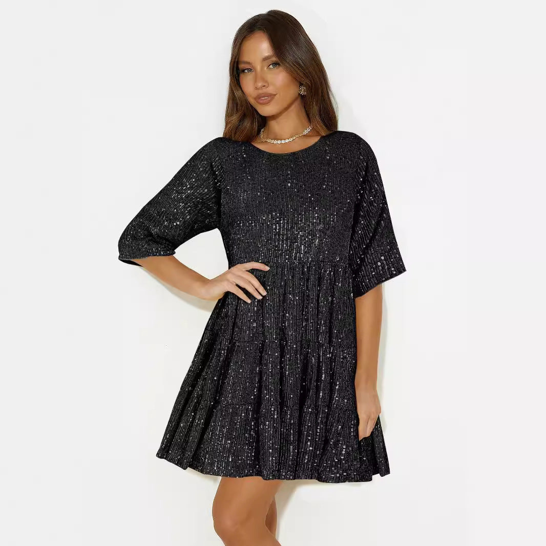 Women's Dress Autumn Round Neck Sexy Sequin Dresses