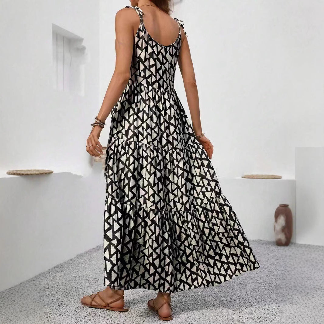 Robe nuisette à imprimé triangle pour femme