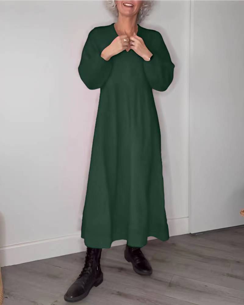 Robe élégante à poches de couleur unie pour femmes