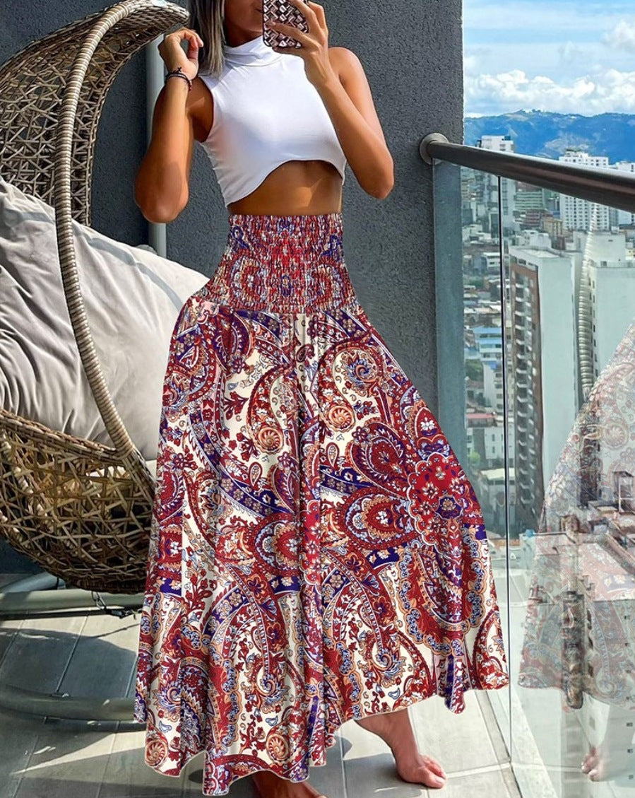 Women's Summer Waist Slimming Printed Wear For Skirts