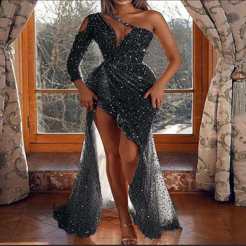 Women's Quality Sexy High Split Long Sleeve Evening Dresses