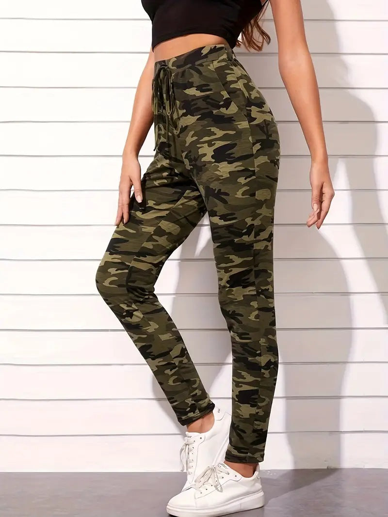 Women's Camouflage Outerwear Stretch Cropped Trousers Pants