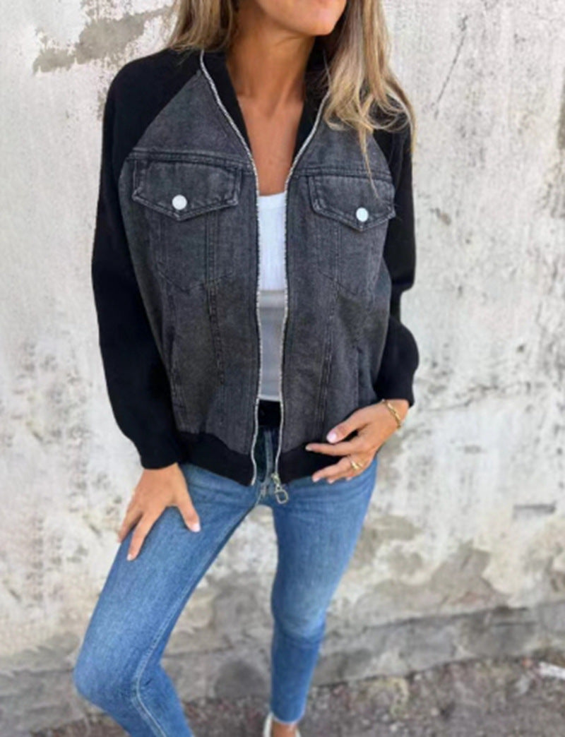 Women's Summer Winter Denim Stitching Casual Fashionable Jackets