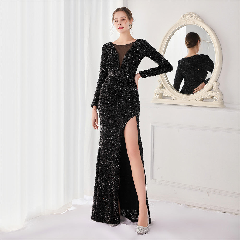 Long Style Sleeve Sequined Atmosphere Queen Wedding Dresses