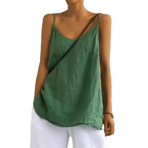 Women's Linen Sleeveless Summer Loose Inner Match Tops