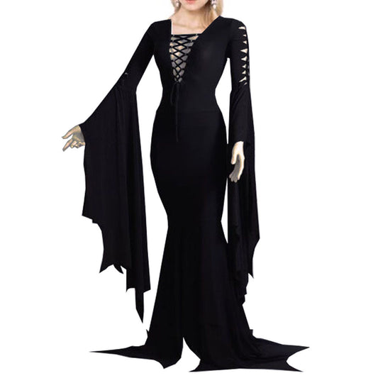 Performance Vampire Dress Black Red Solid Dresses