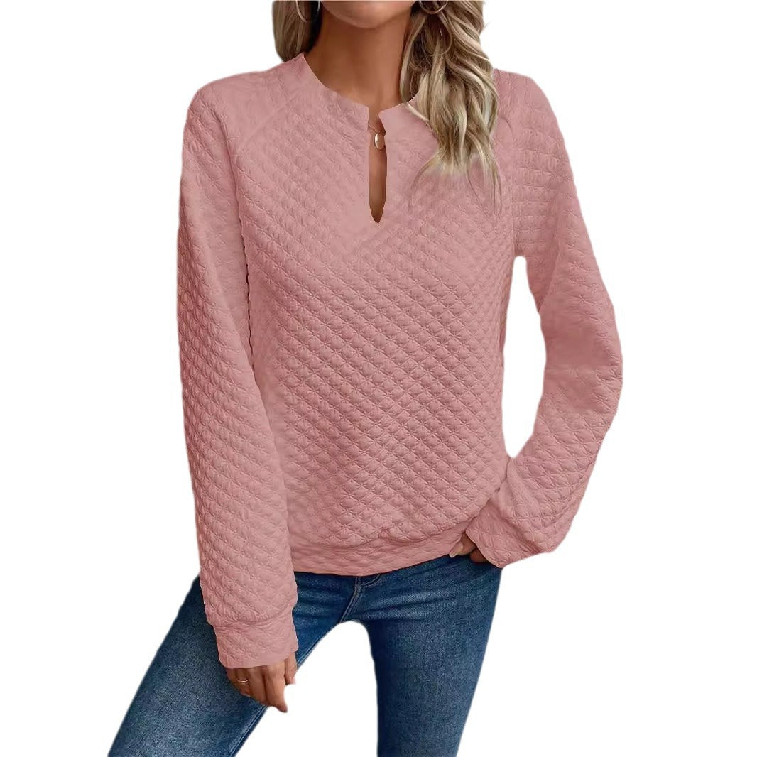 Women's Color Deep Stitching Long Sleeve Casual Sweaters