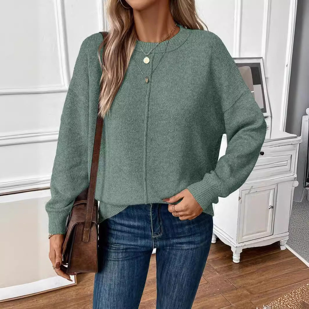 Beautiful Attractive Simple Pure Color Pullover Knitwear