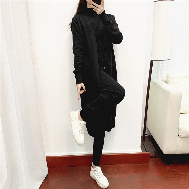 Women's Fashionable Graceful Casual Knitted Three-piece Set Suits