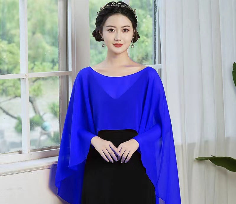 Thin Chiffon Pullover Shawl Dress Daily Blouses