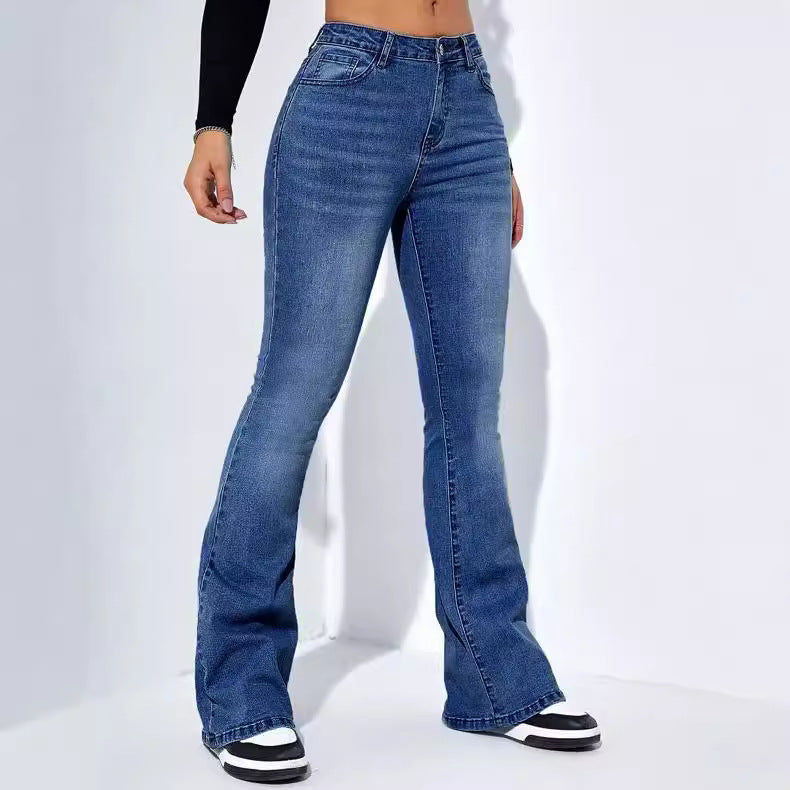 Waist Straight Slim Fit Slimming Versatile Jeans