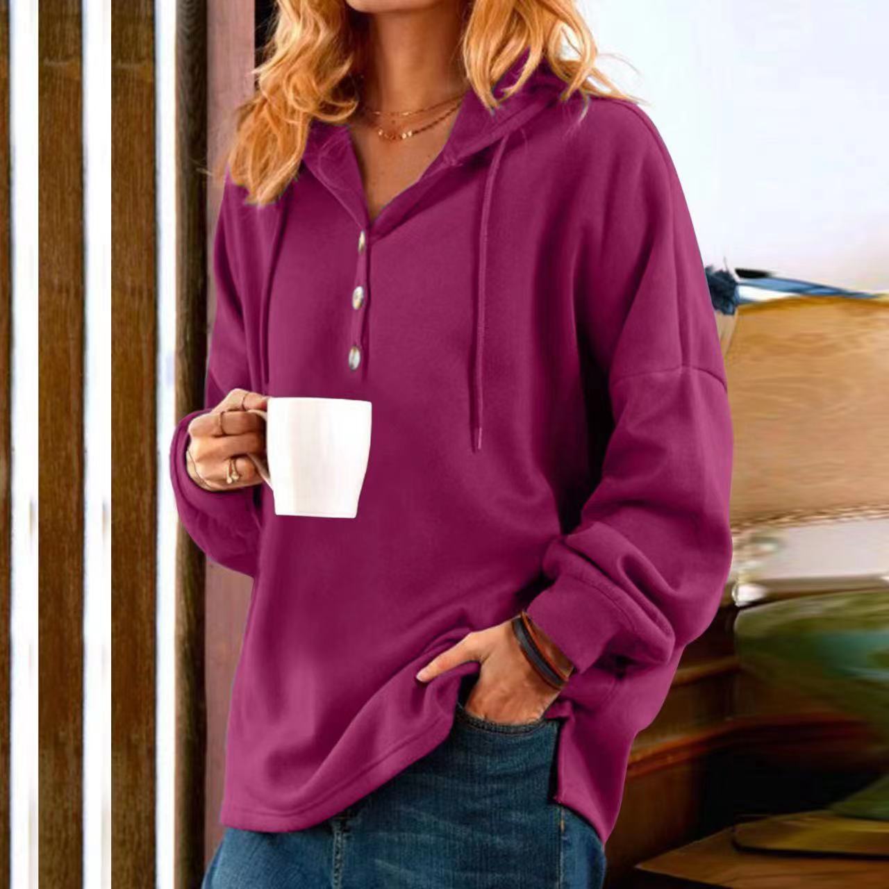 Spring Pullover Style Casual Hooded Pure Sweaters