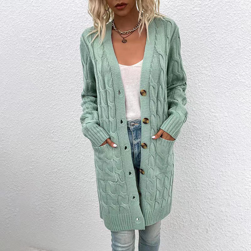 Women's Fashion Wear Outer Long Single Breasted Sweaters