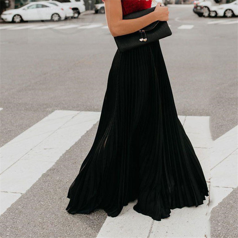 Women's Stylish Solid Color Pleated Swing Skirts