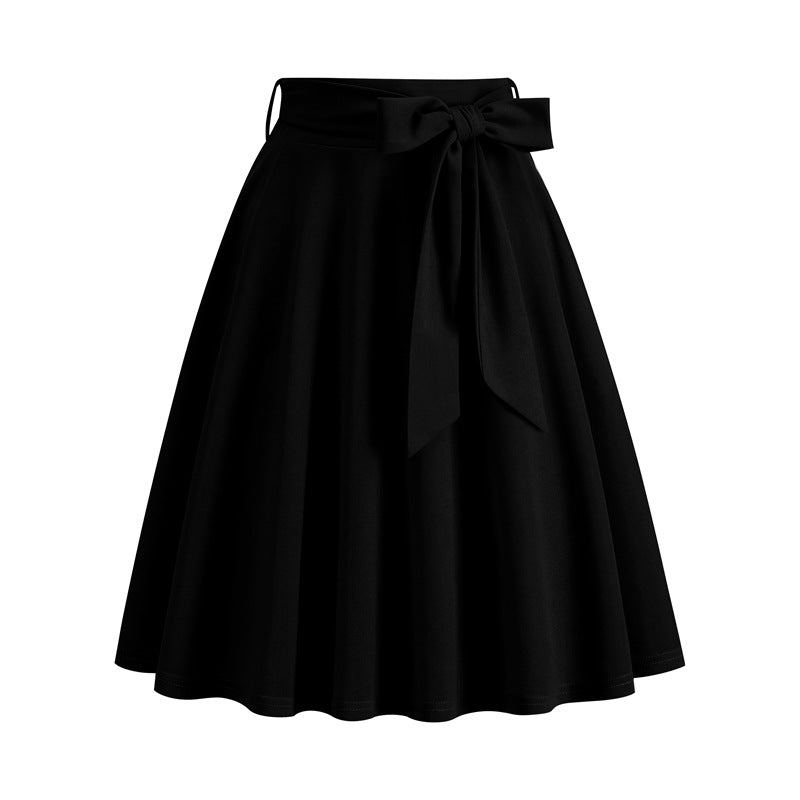 Women's Graceful Belt Vintage Hepburn Pocket Skirts