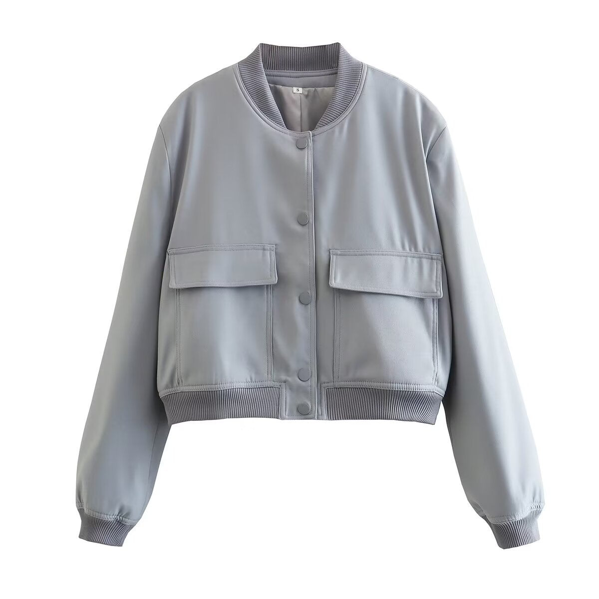 Women's Versatile Spring Large Pocket Bomber Coats