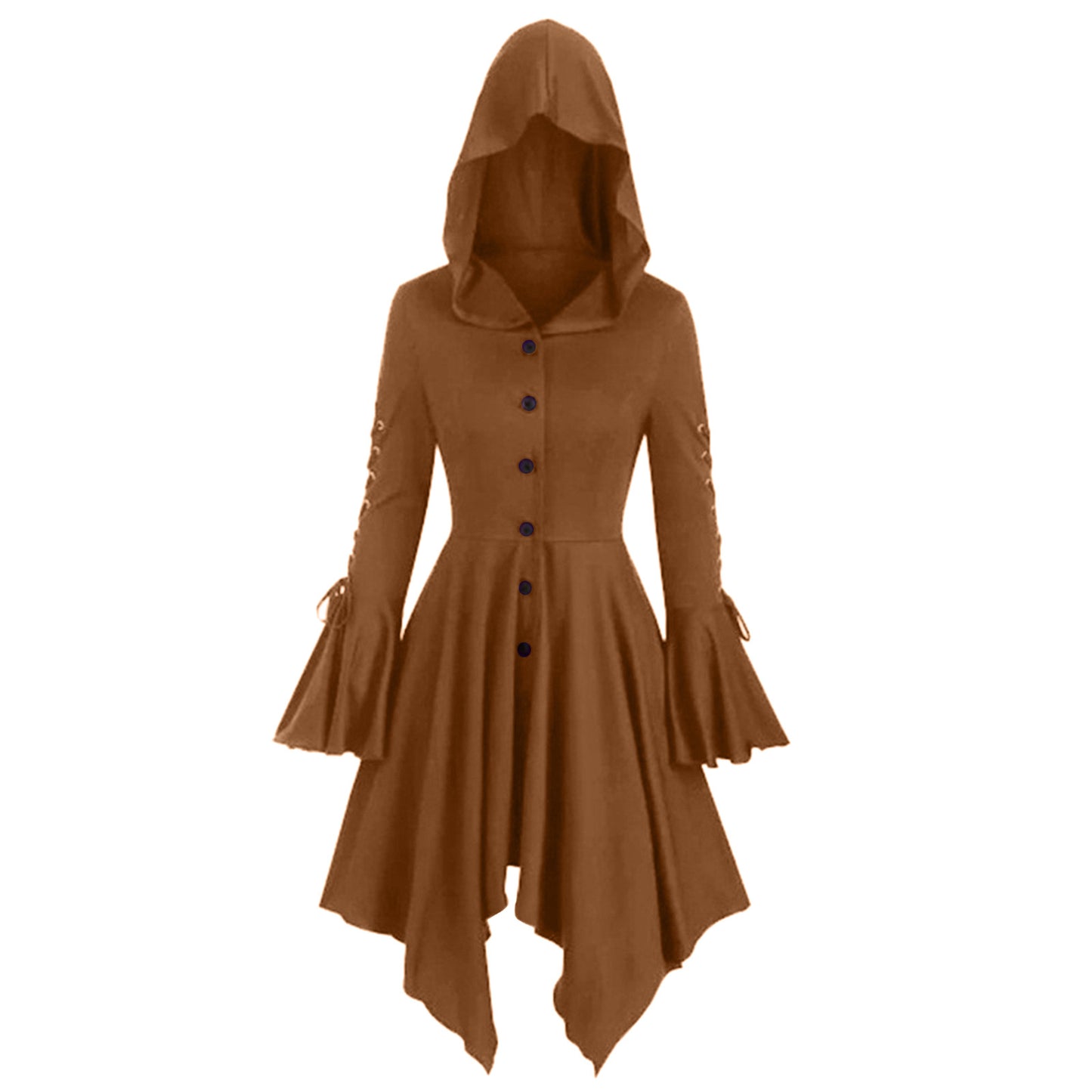 Women's Gothic Hooded Cape Irregular Hem Lotus Skirts