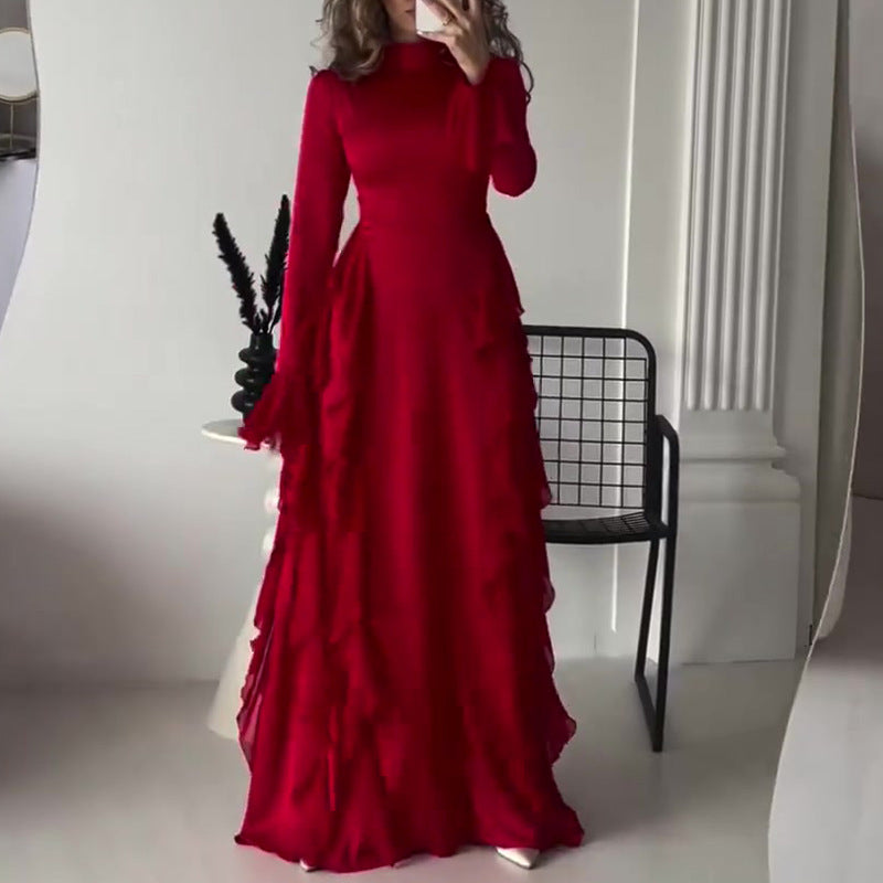 Robe sexy à manches évasées et taille haute pour femme